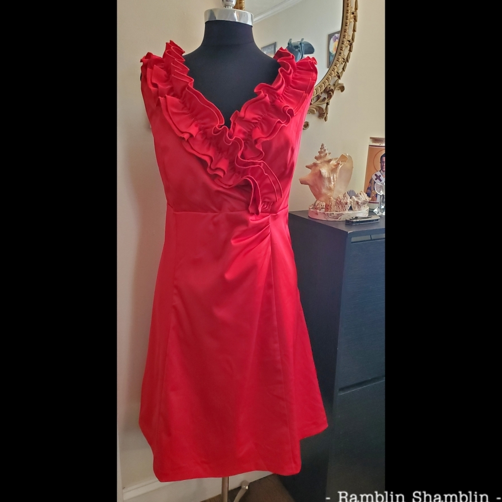 Lane Bryant Sz18 NWT Red Satin Frilly Formal Dress